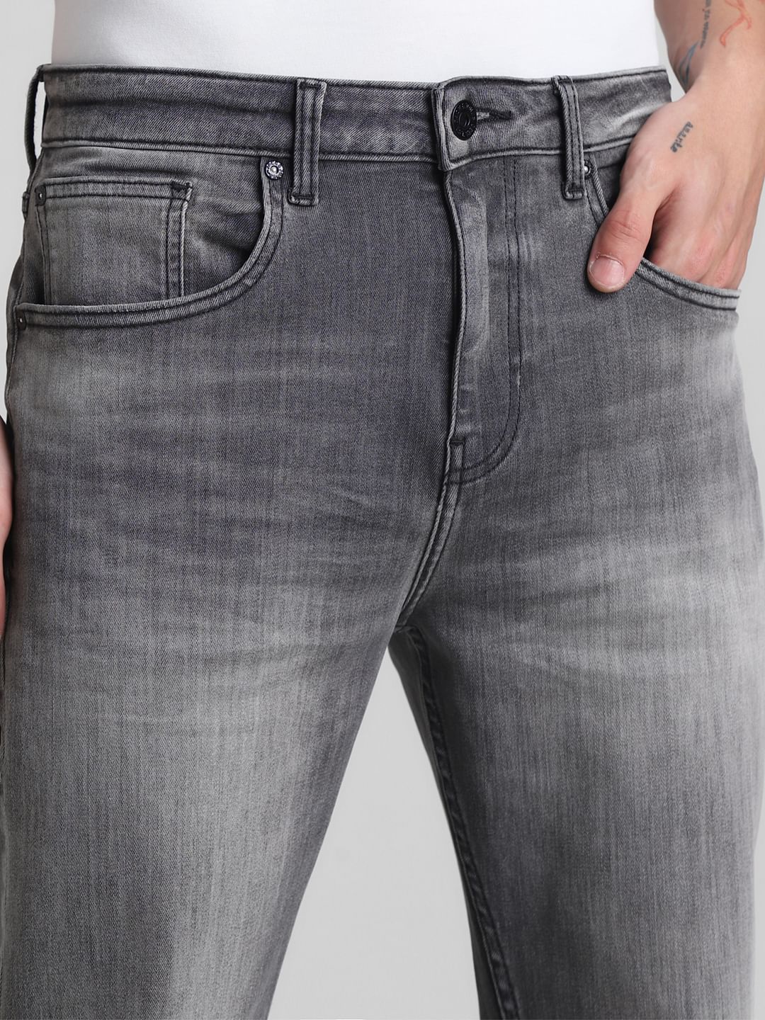 Black High Rise Washed Bootcut Jeans