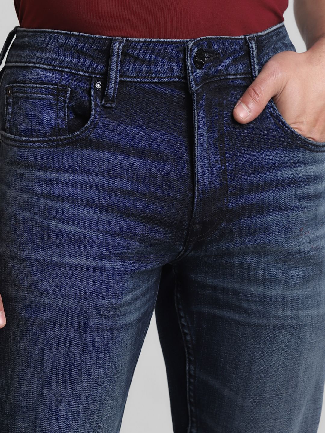 Dark Blue Low Rise GLENN Slim Fit Jeans