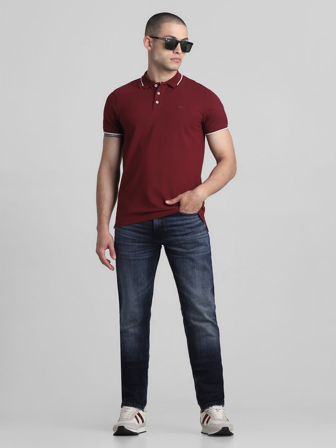 Dark Blue Low Rise GLENN Slim Fit Jeans