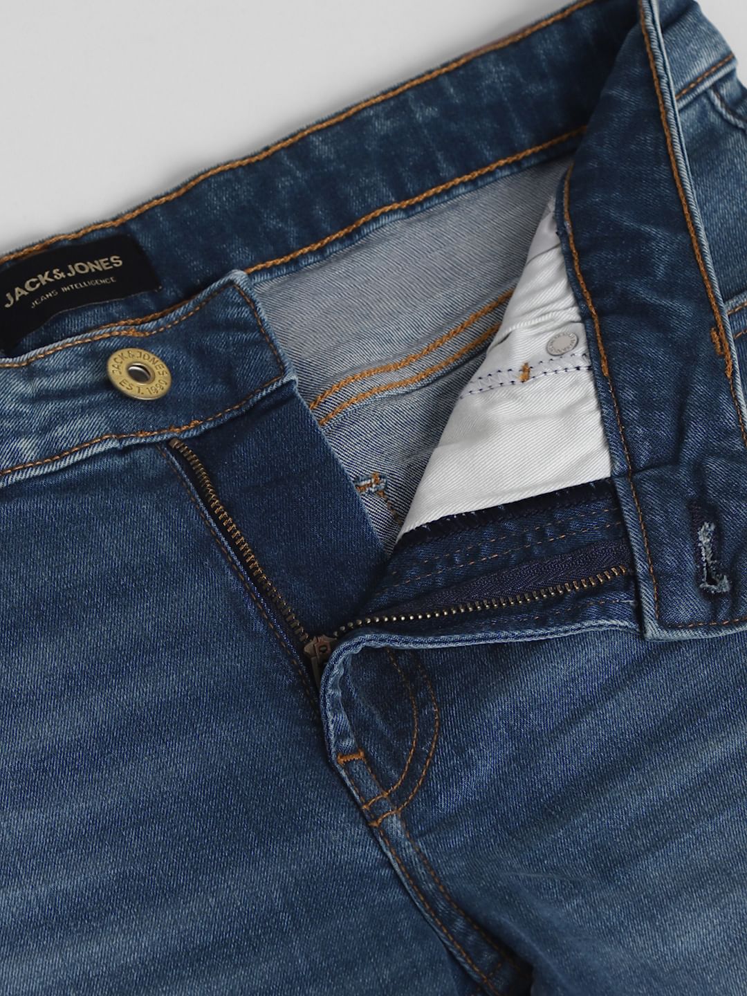 Dark Blue Mid Rise Brak Slim Fit Jeans