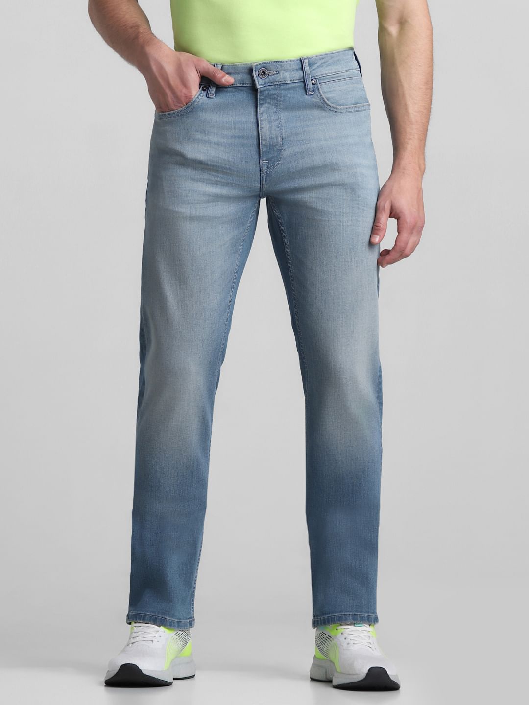 Light Blue Mid Rise Clark Regular Fit Jeans