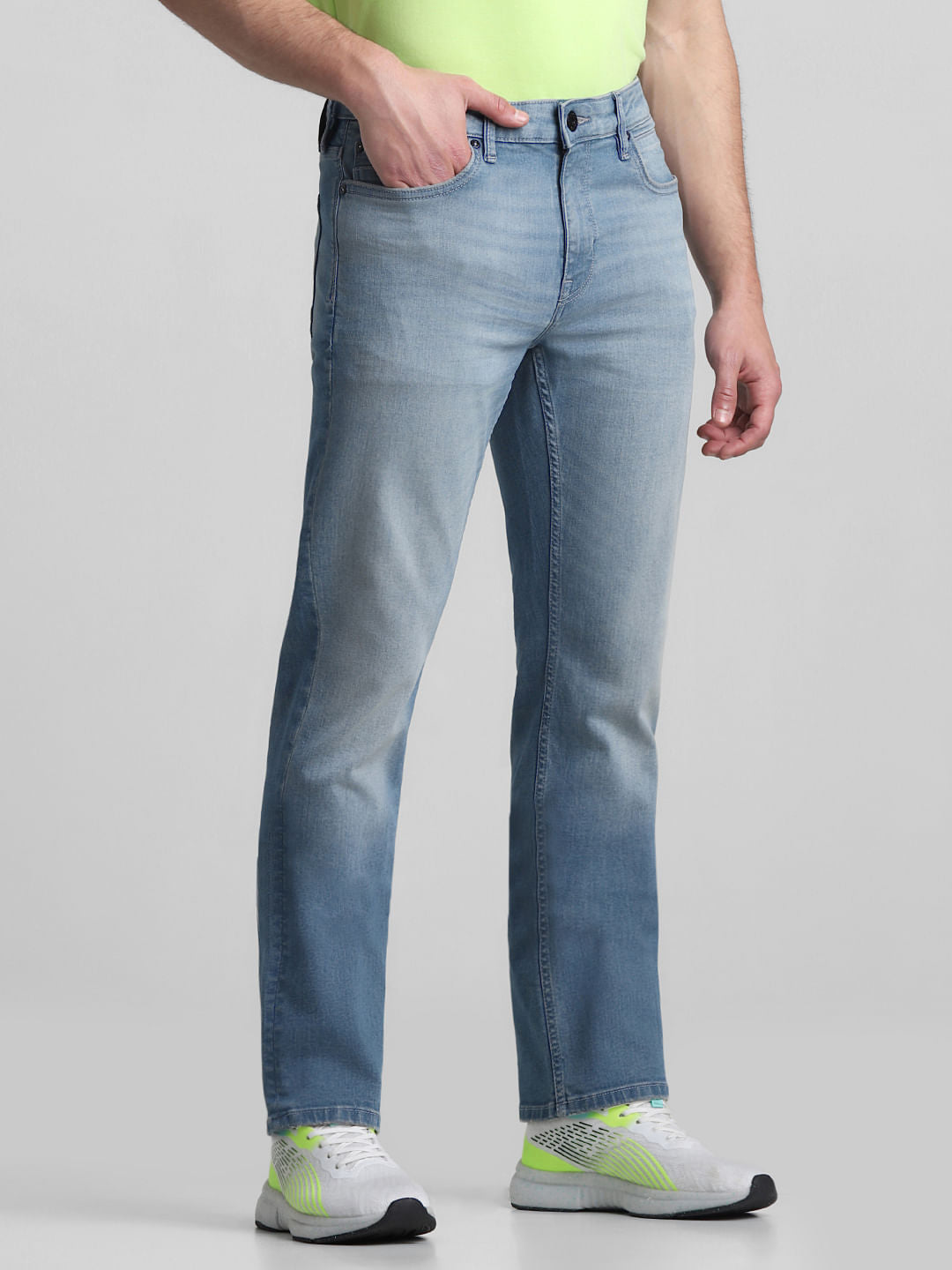 Light Blue Mid Rise Clark Regular Fit Jeans
