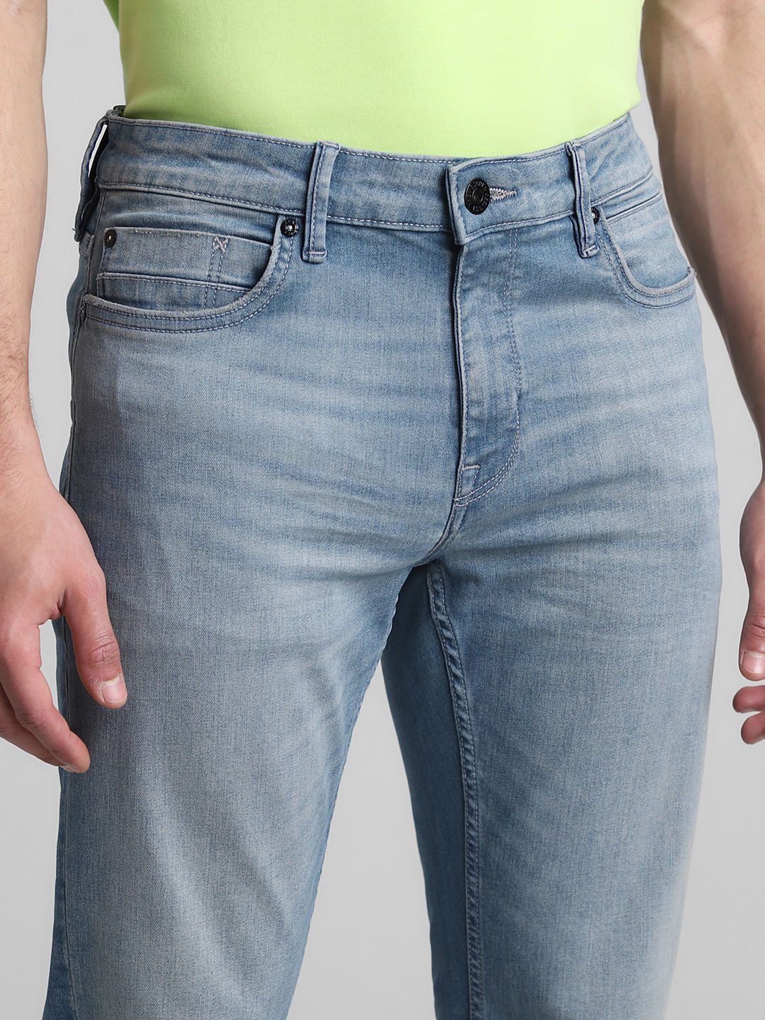 Light Blue Mid Rise Clark Regular Fit Jeans