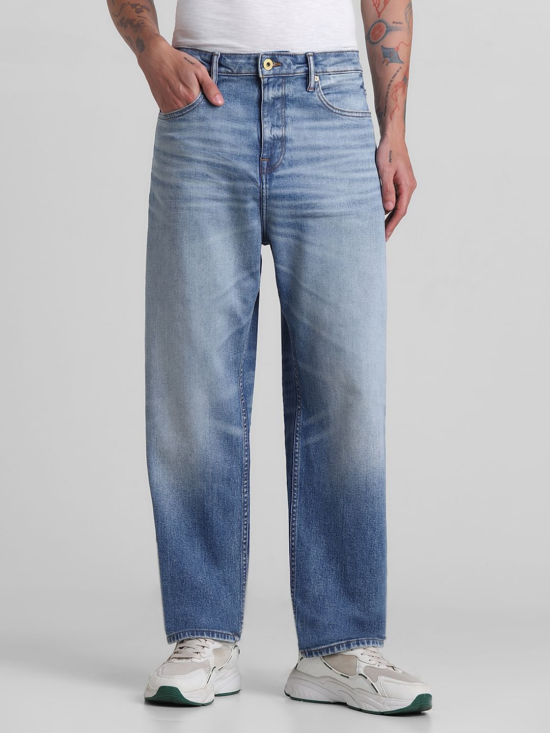 Blue Washed Dario Loose Fit Jeans - Main Image