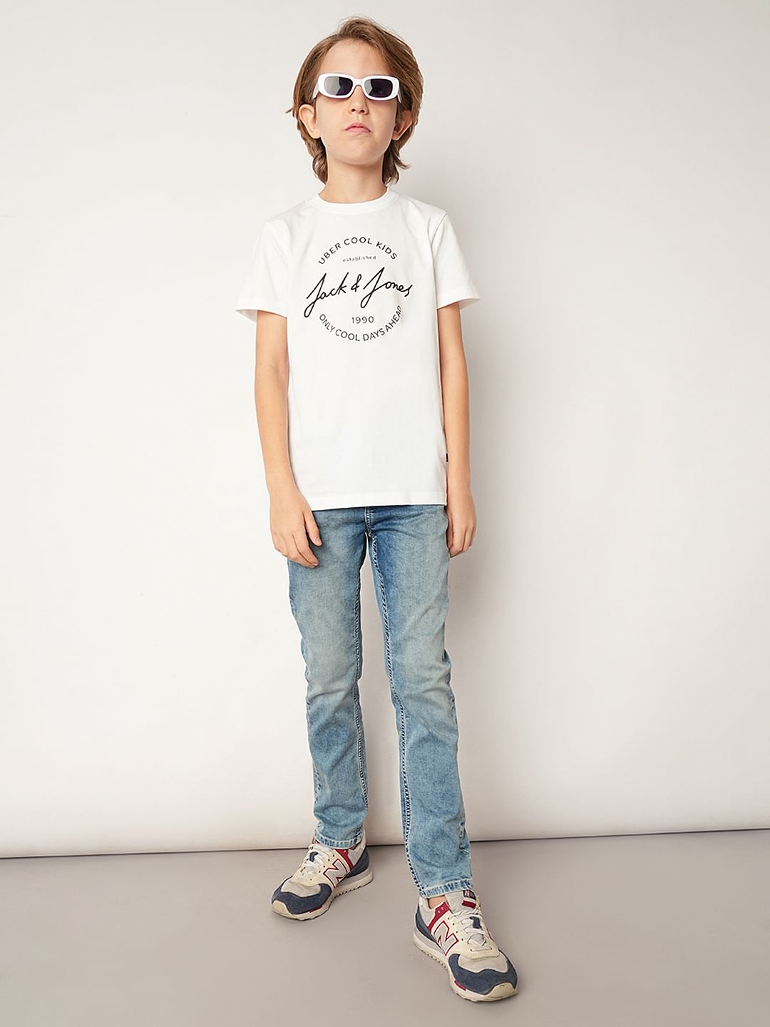 White Logo Print T-shirt