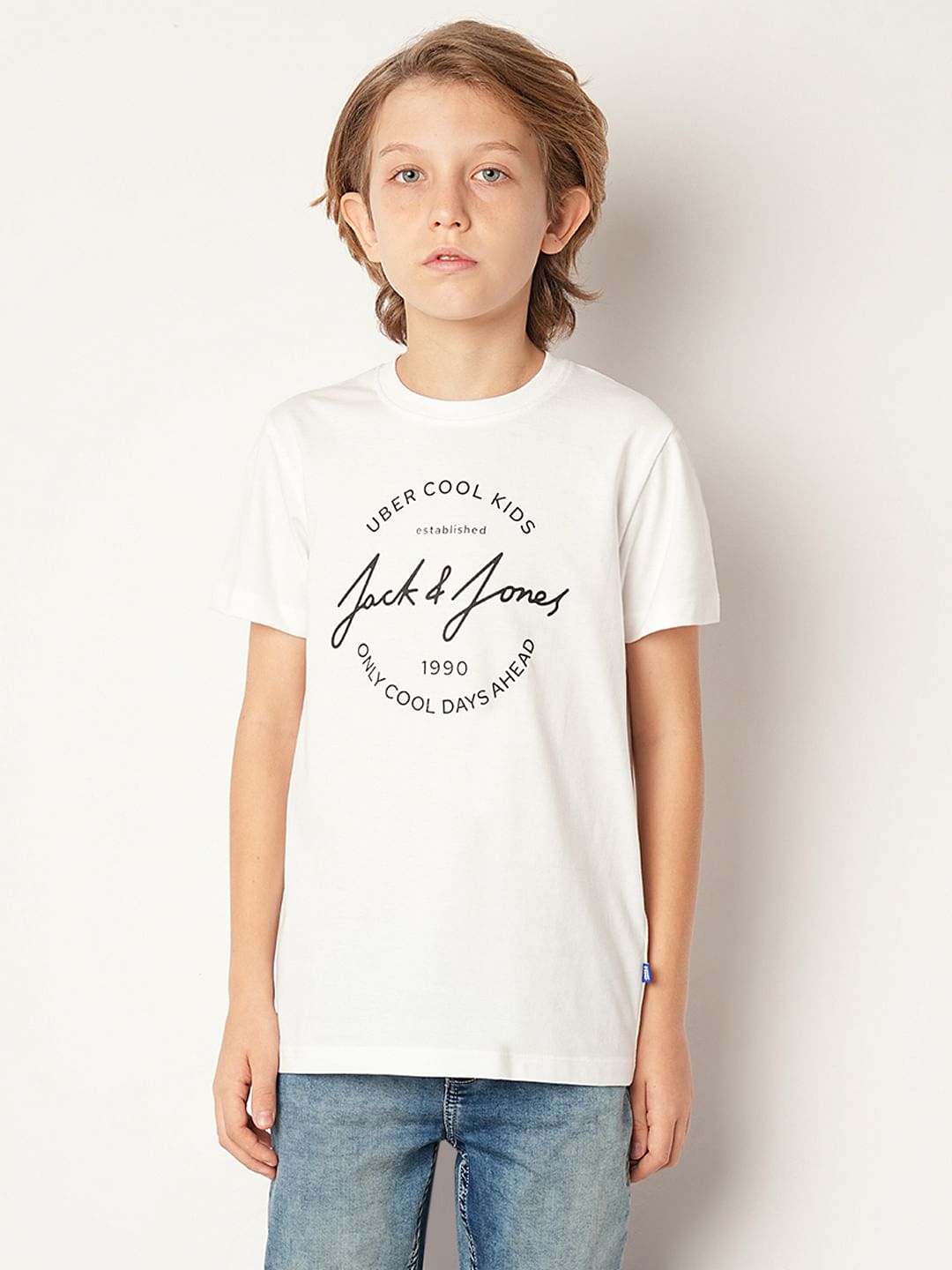 White Logo Print T-shirt