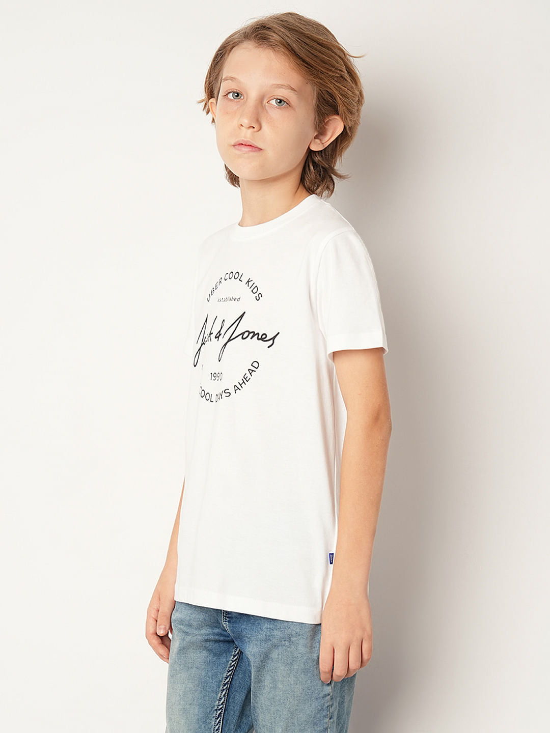 White Logo Print T-shirt
