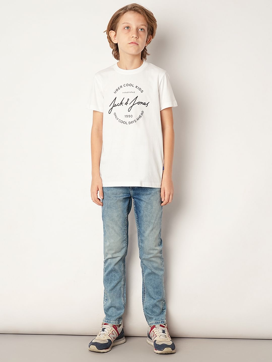 White Logo Print T-shirt