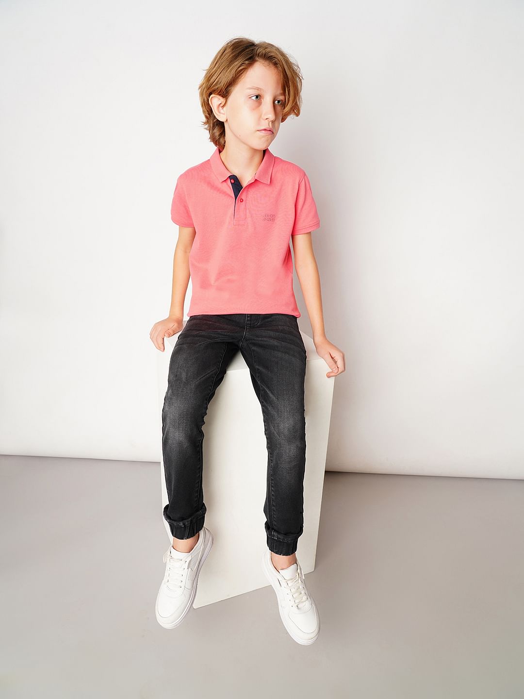 Pink Logo Print Polo T-shirt