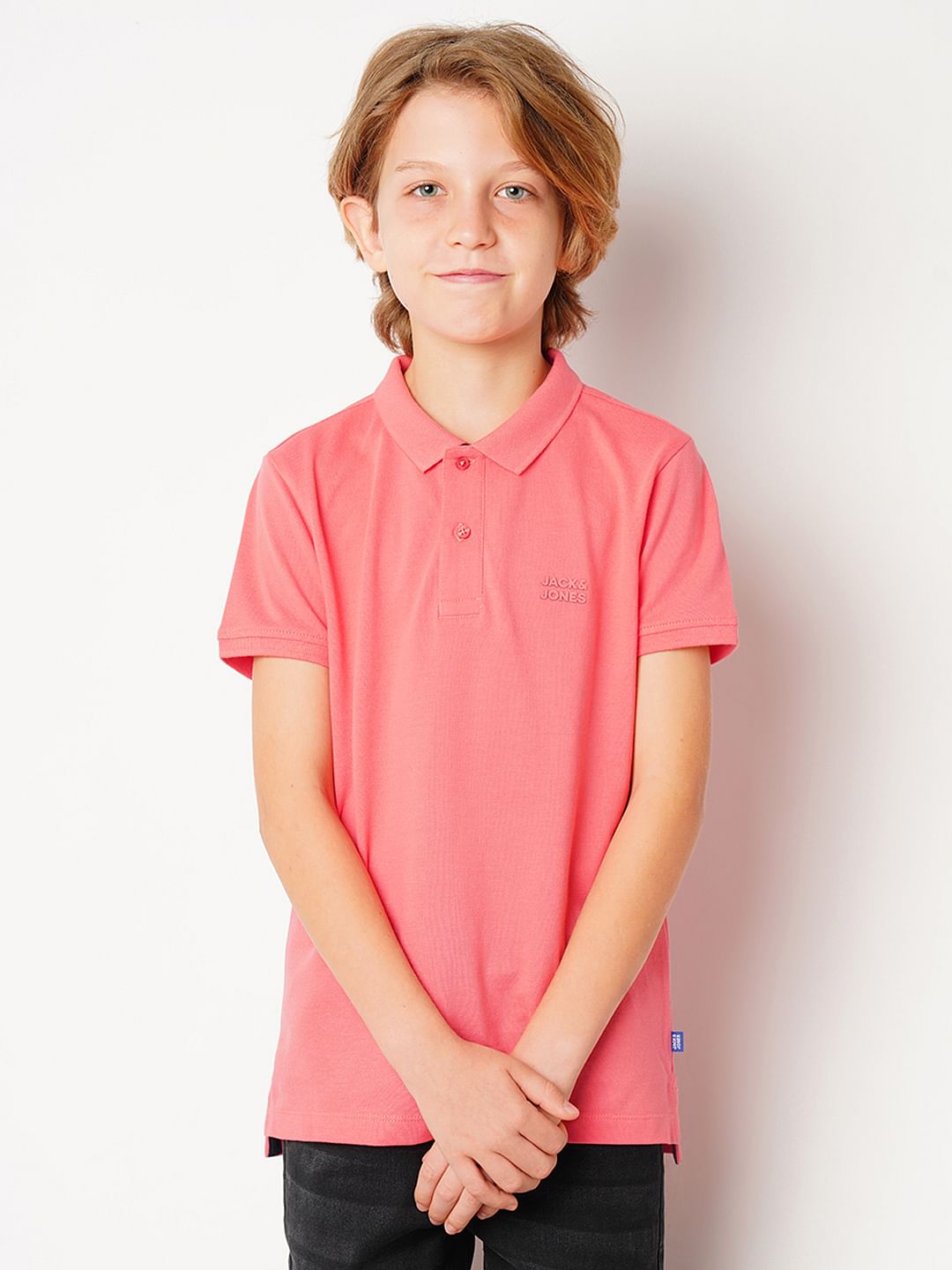 Pink Logo Print Polo T-shirt