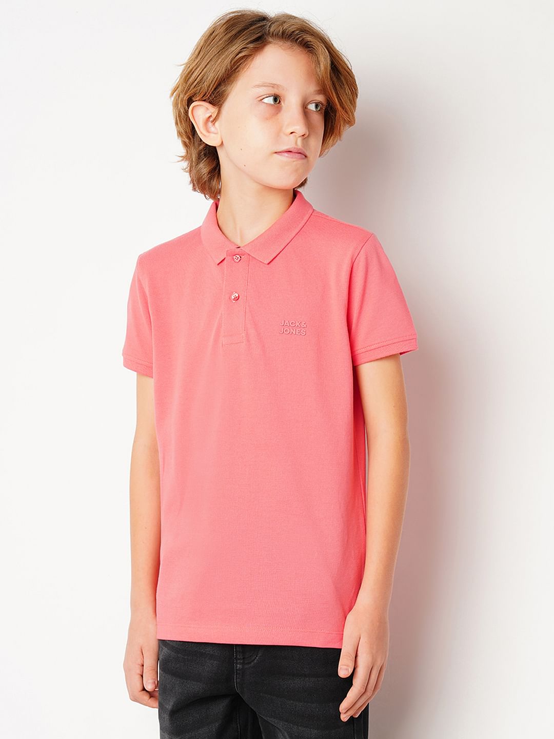 Pink Logo Print Polo T-shirt