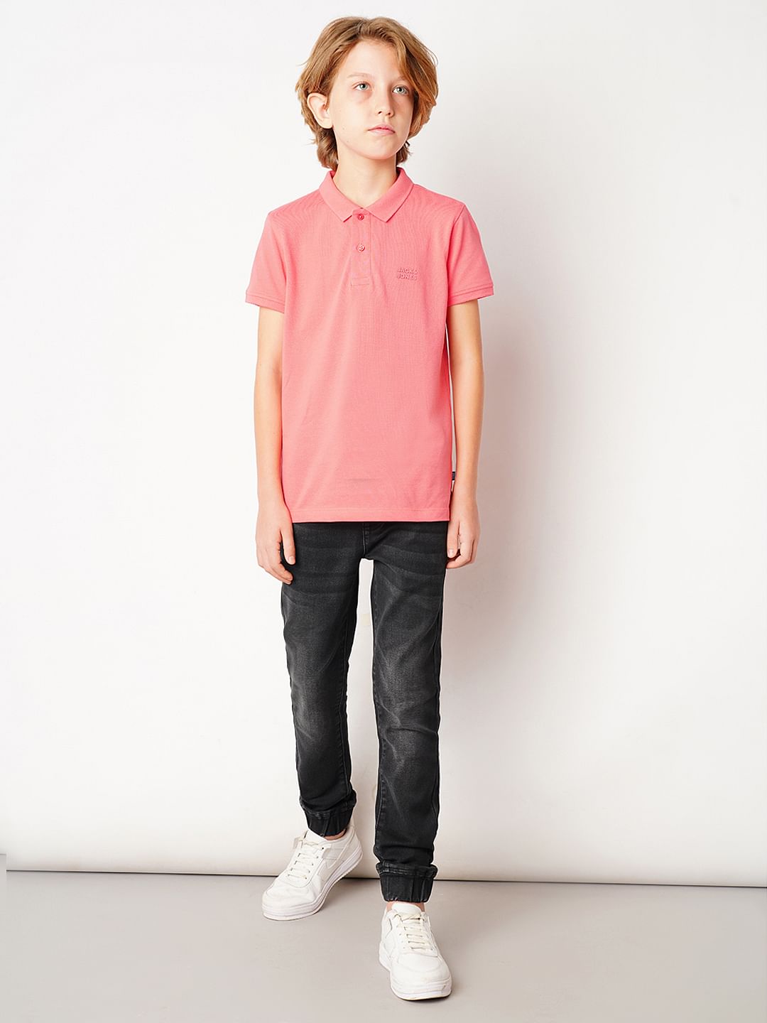 Pink Logo Print Polo T-shirt