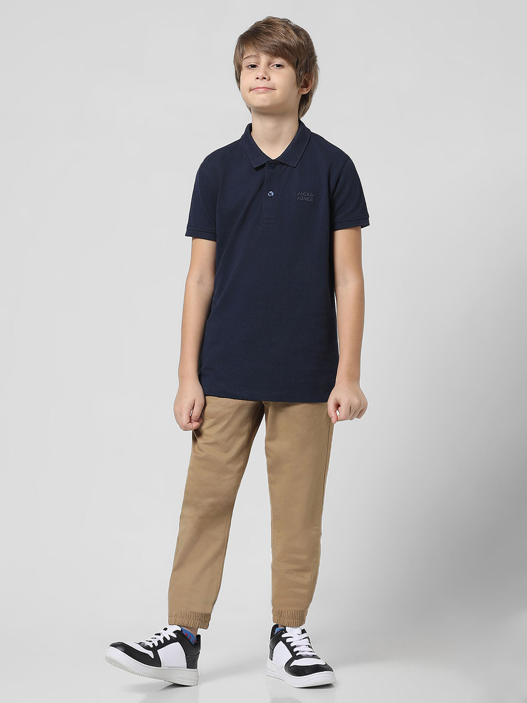 Navy Blue Pique Knit Polo T-shirt