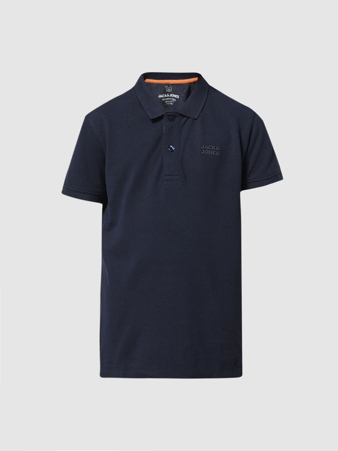 Navy Blue Pique Knit Polo T-shirt