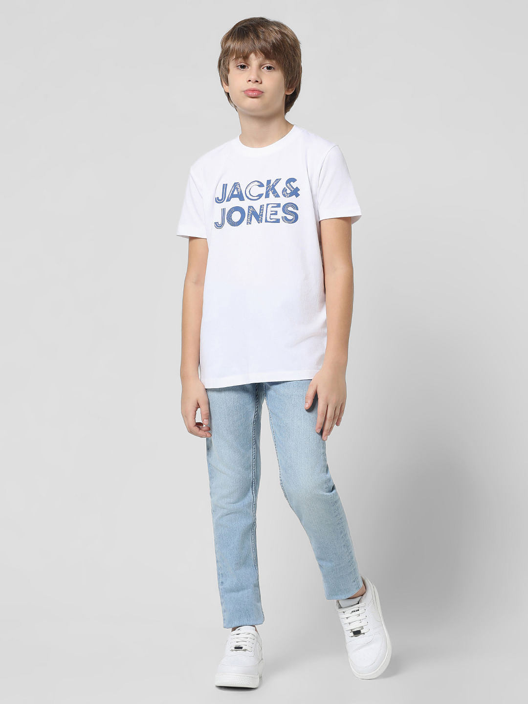 White Logo Print T-shirt