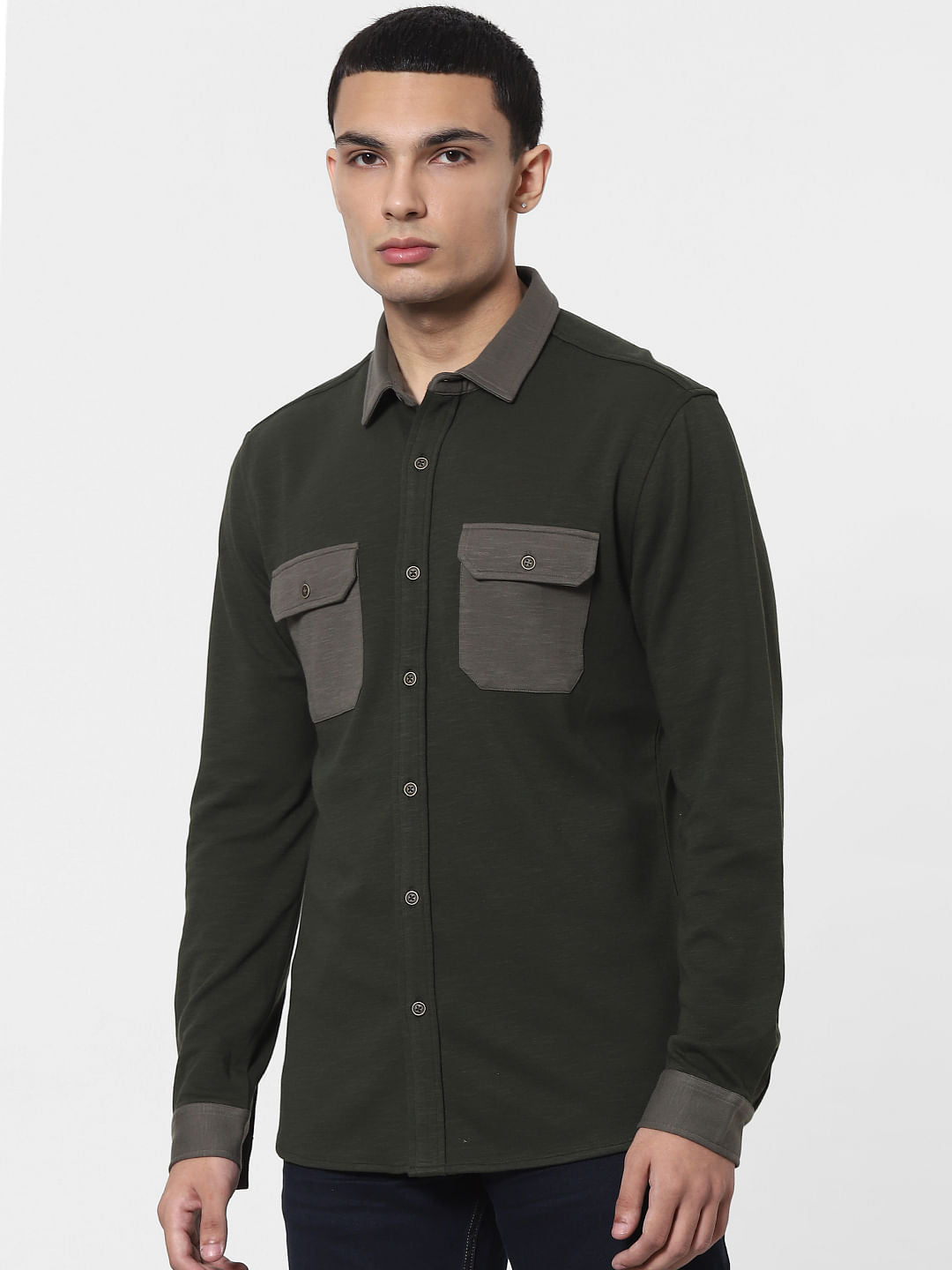 Grey Knit Full Sleeves Shirt
