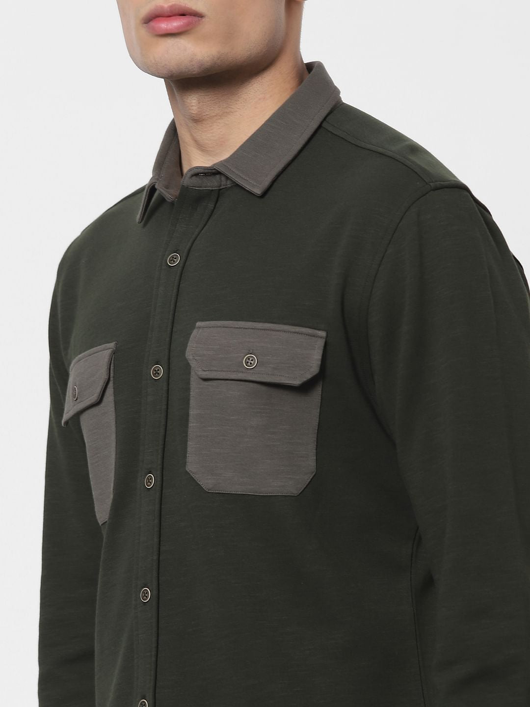 Grey Knit Full Sleeves Shirt