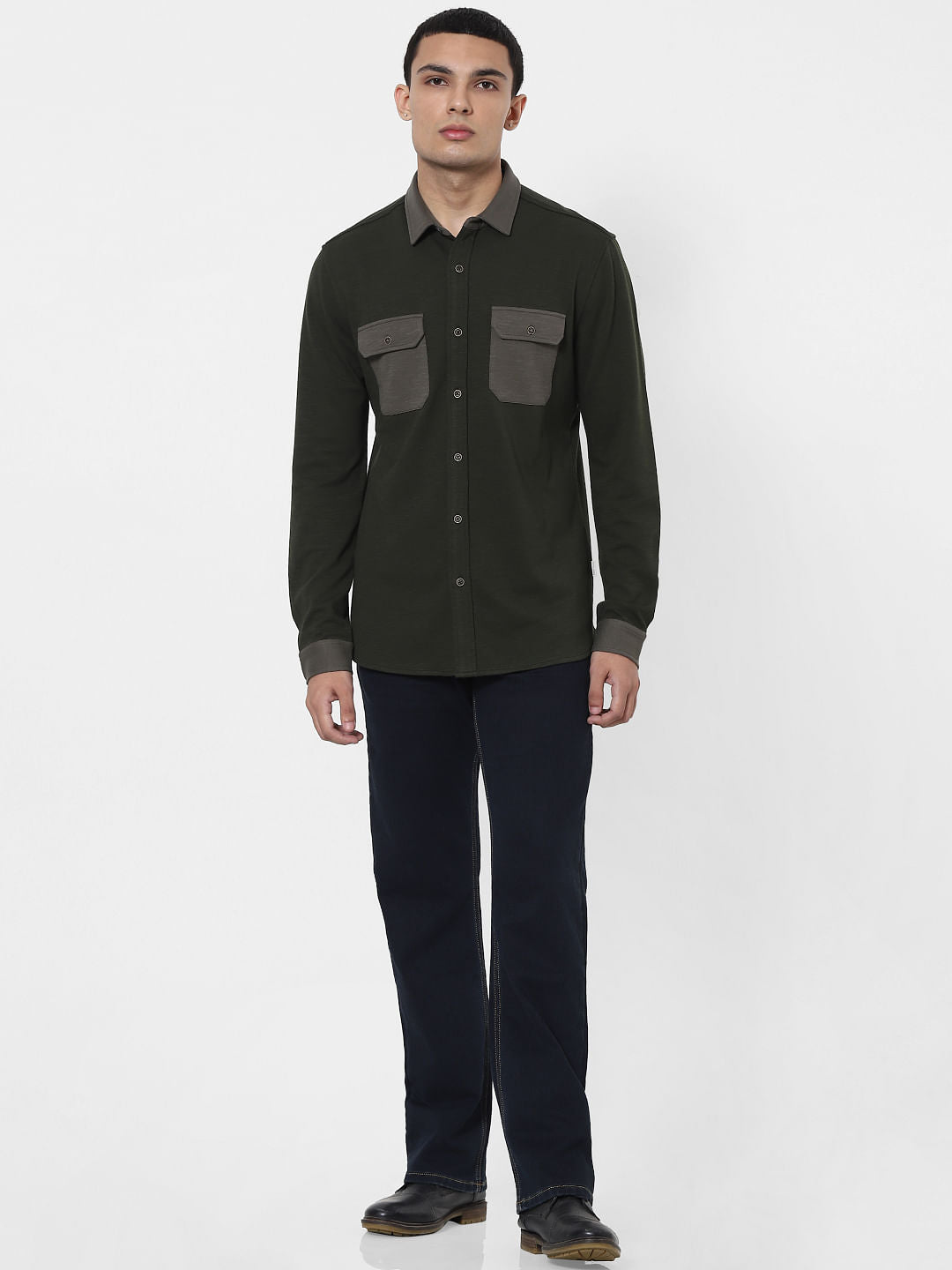 Grey Knit Full Sleeves Shirt