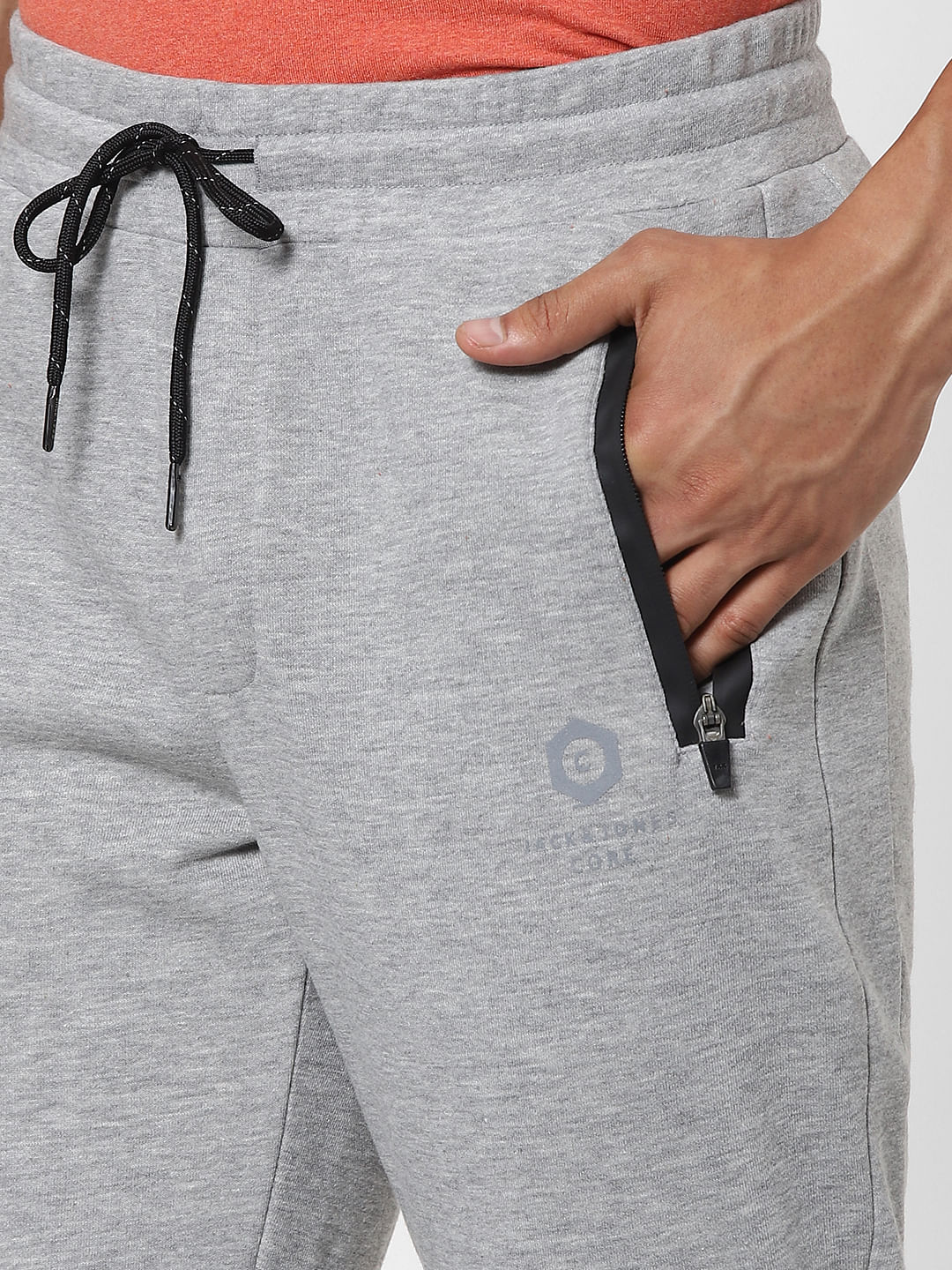 Grey Mid Rise Zip Pocket Sweatpants
