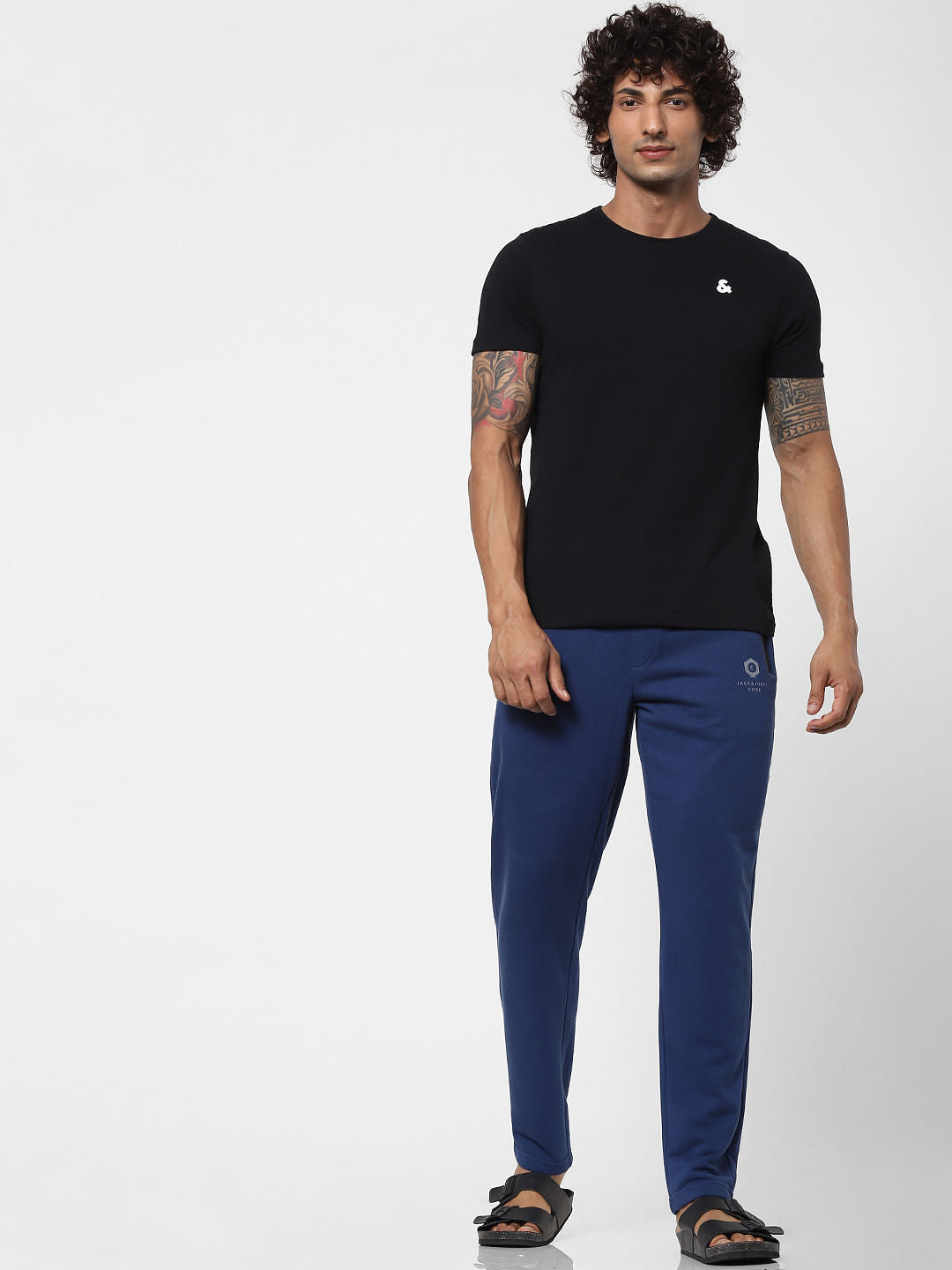 Blue Mid Rise Zip Pocket Sweatpants