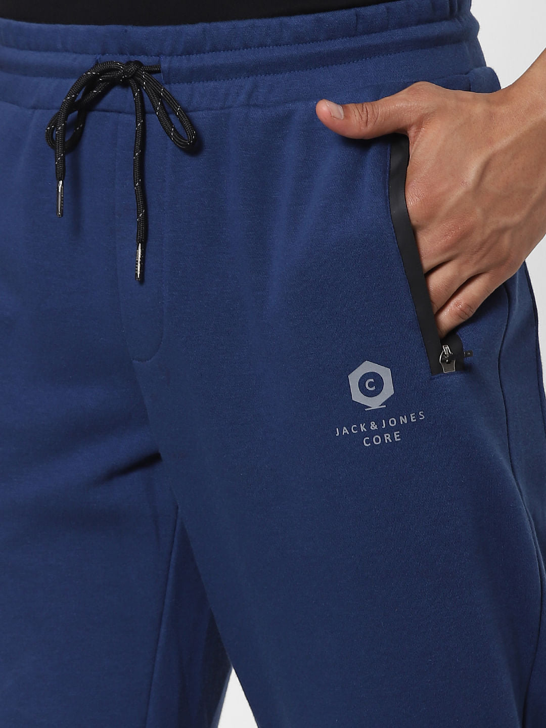 Blue Mid Rise Zip Pocket Sweatpants