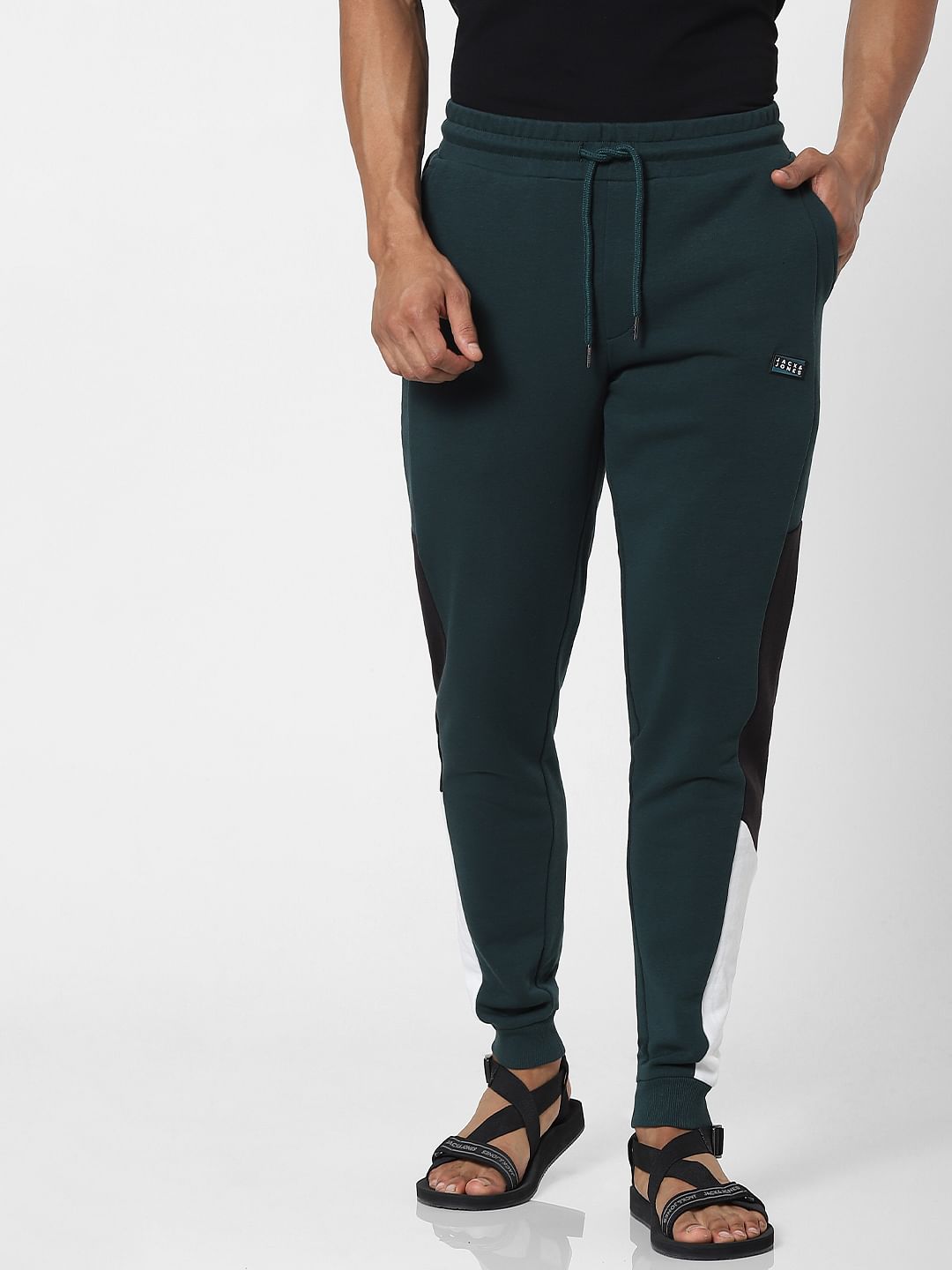 Green Mid Rise Colourblocked Sweatpants