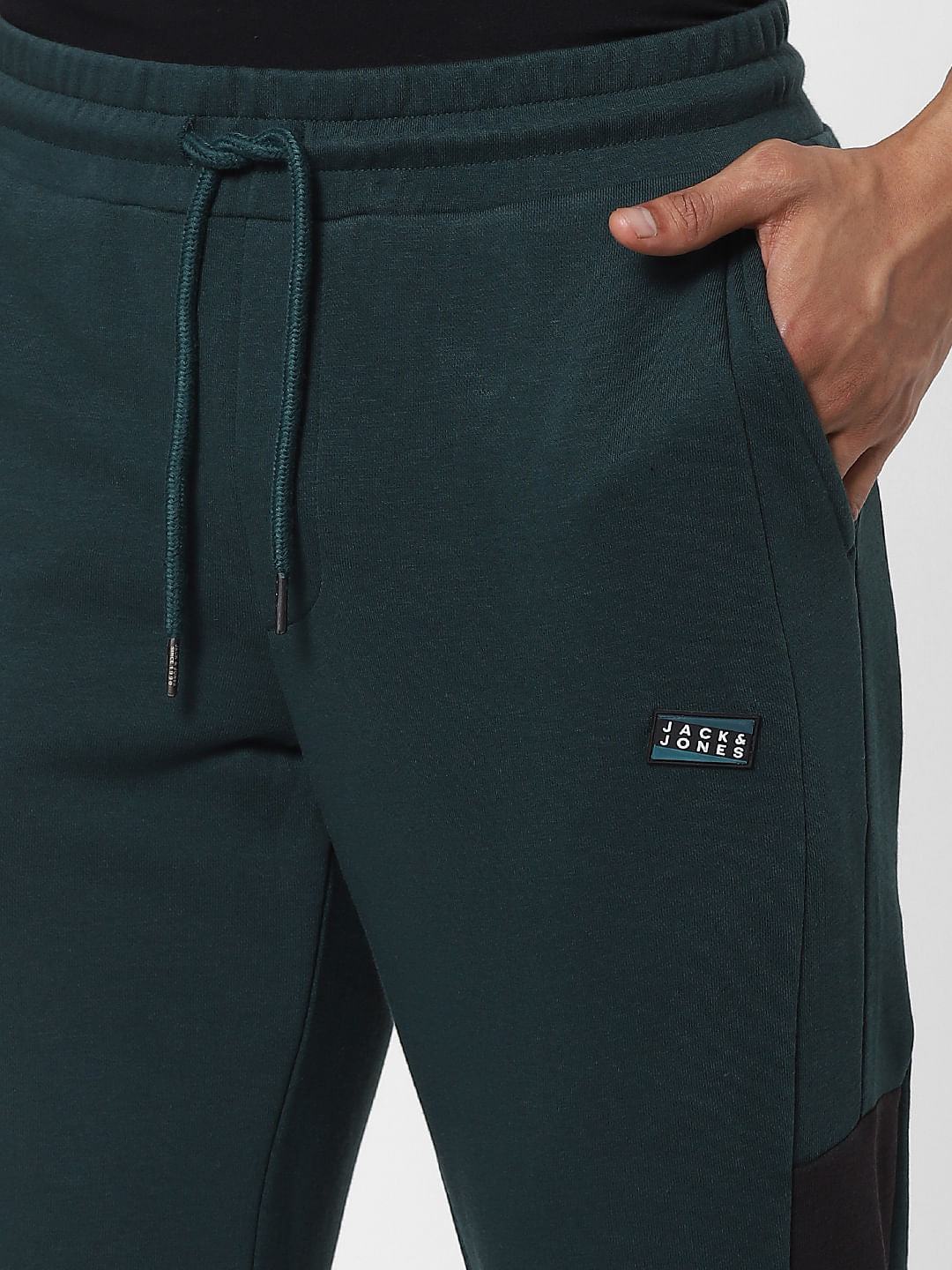 Green Mid Rise Colourblocked Sweatpants