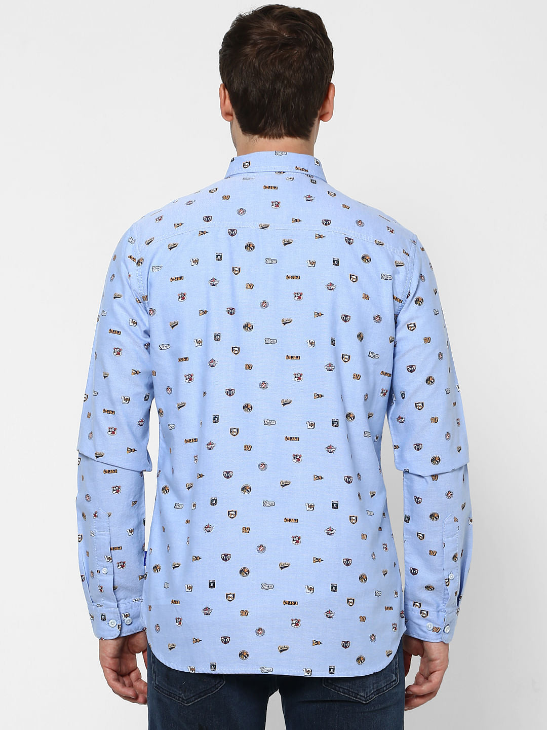 Blue Printed Full Sleeves Shirt