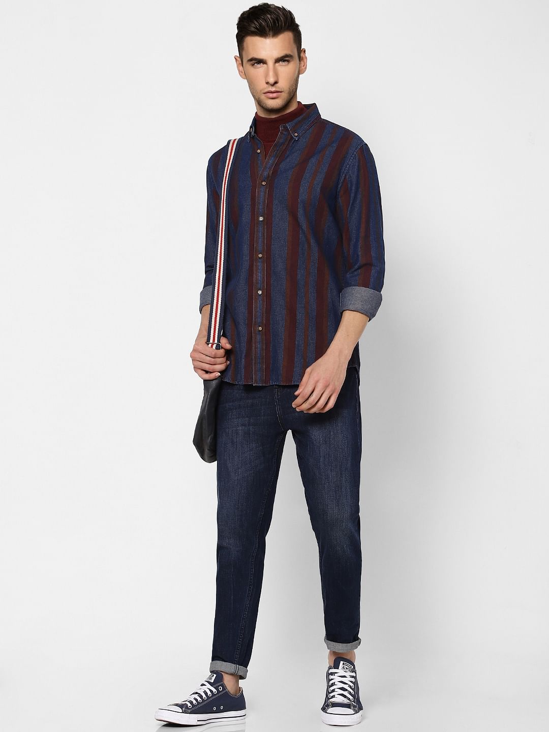 Blue Full Sleeves Striped Shirt