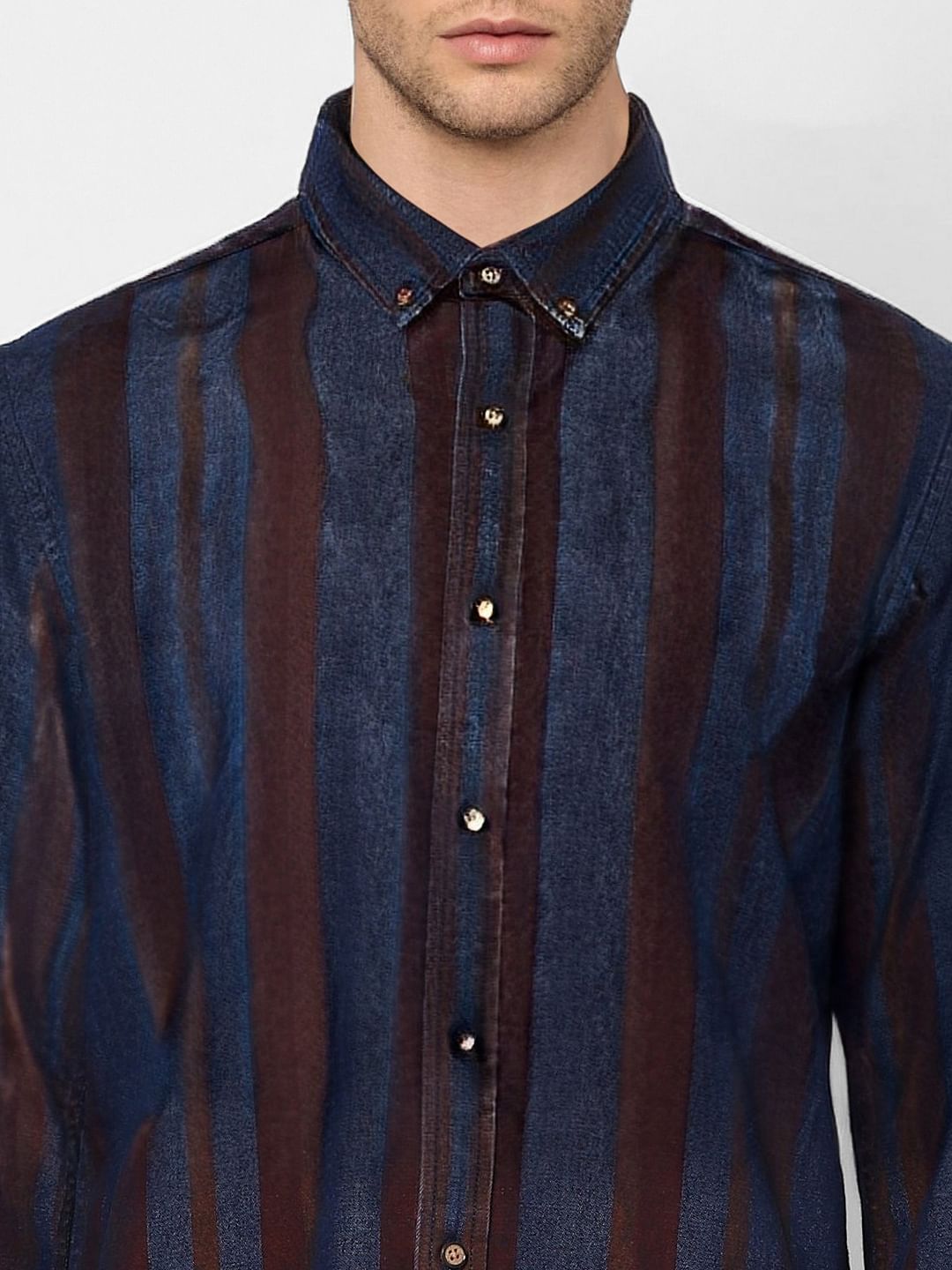 Blue Full Sleeves Striped Shirt
