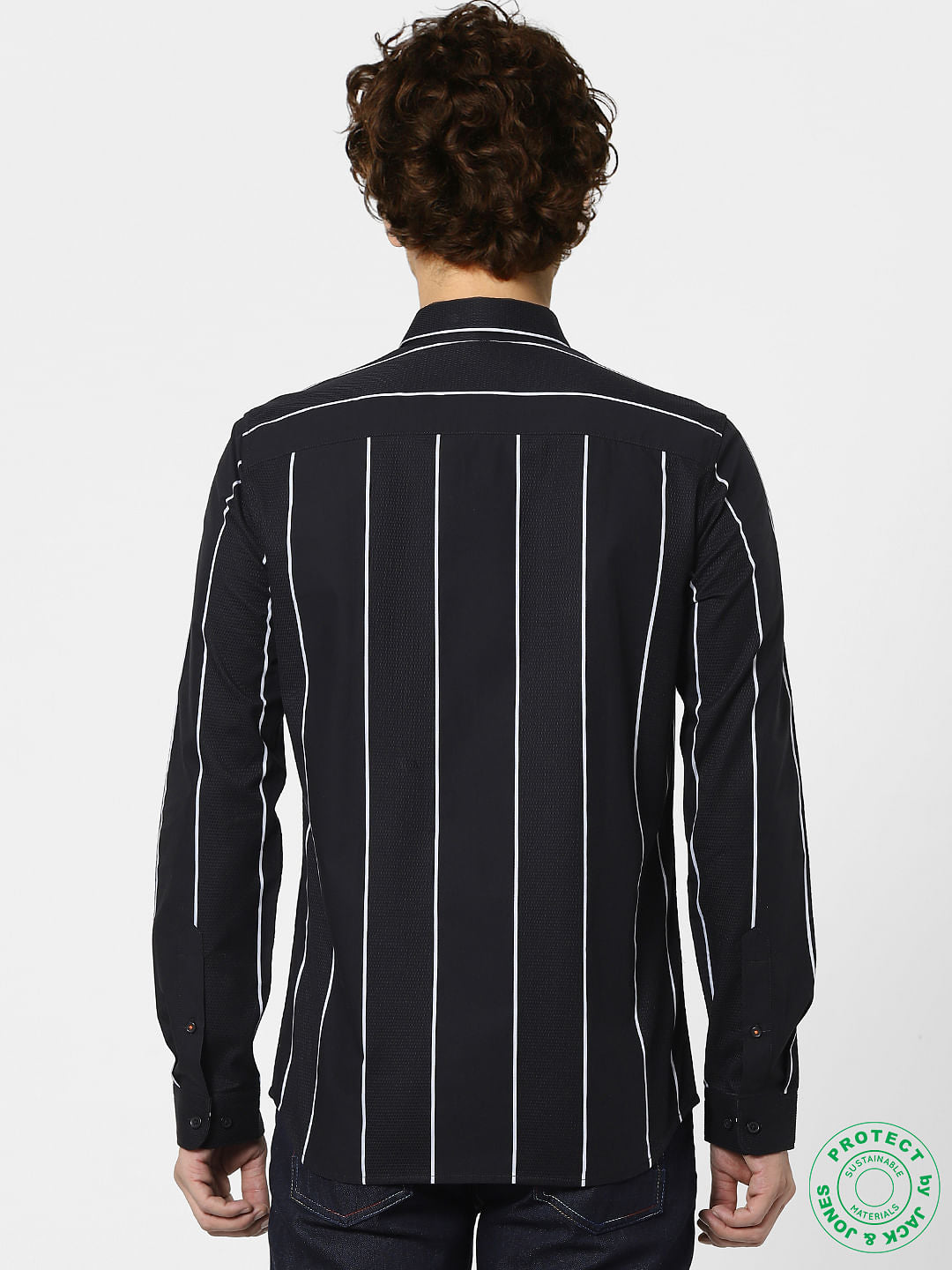 Black Striped Full Sleeves Shirt