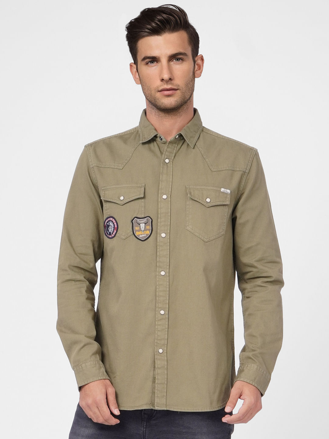 Green Patch Pocket Full Sleeves Shirt