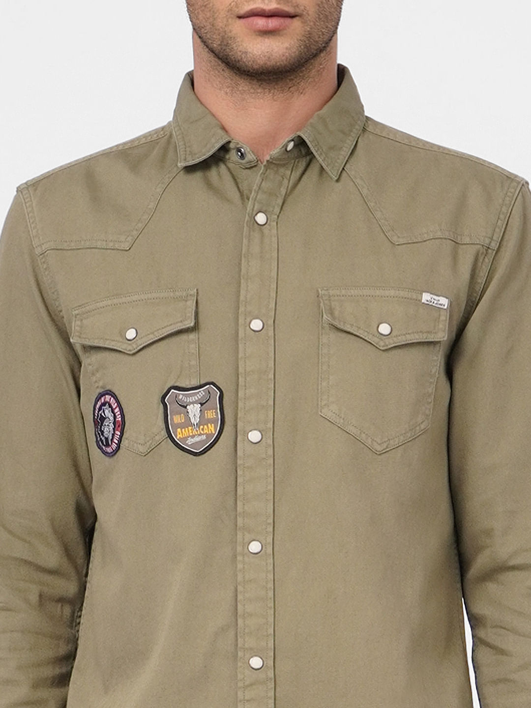 Green Patch Pocket Full Sleeves Shirt