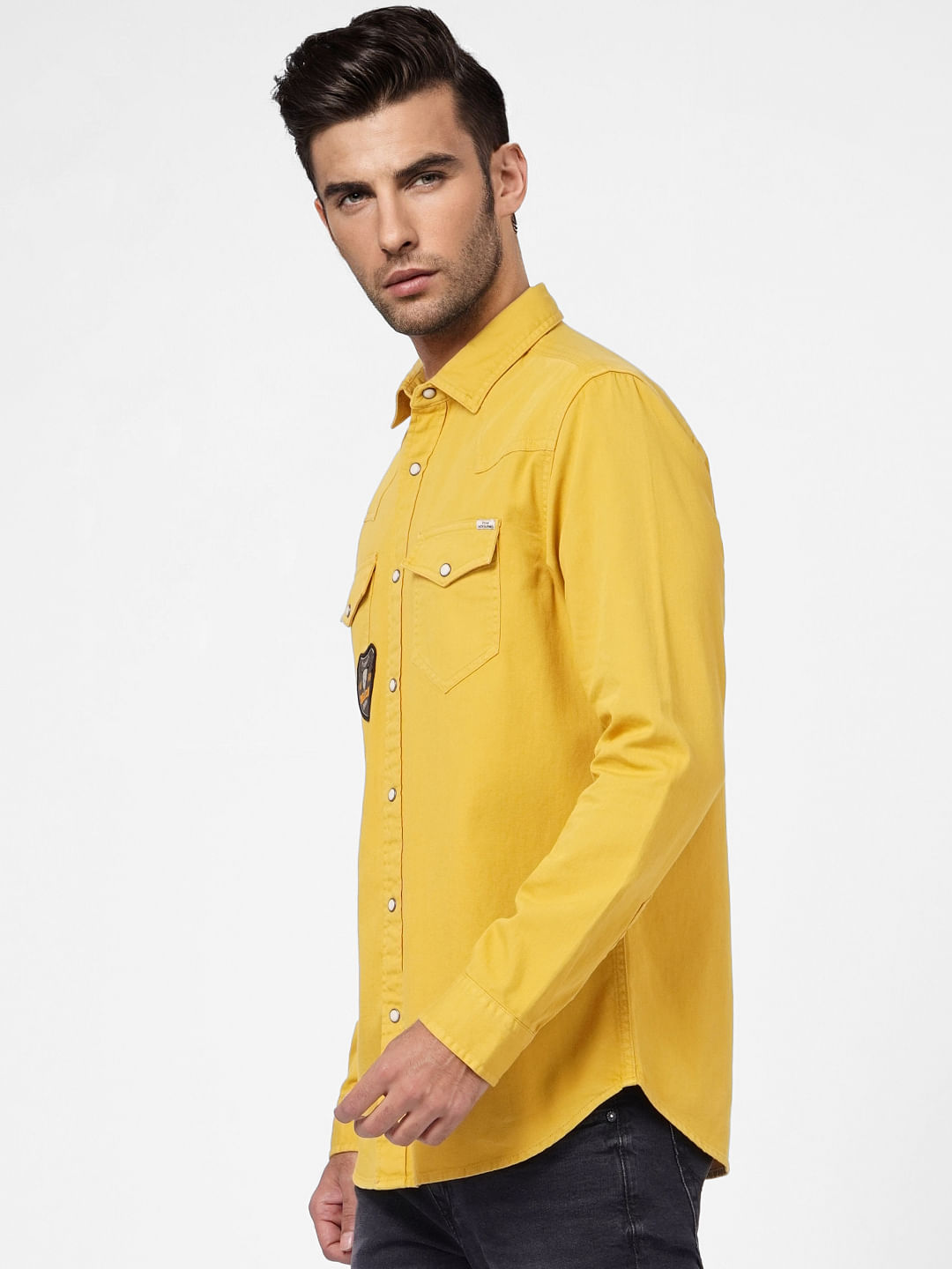 Mustard Patch Pocket Full Sleeves Shirt