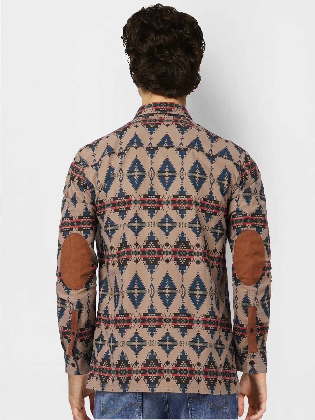 Brown Printed Full Sleeves Shirt