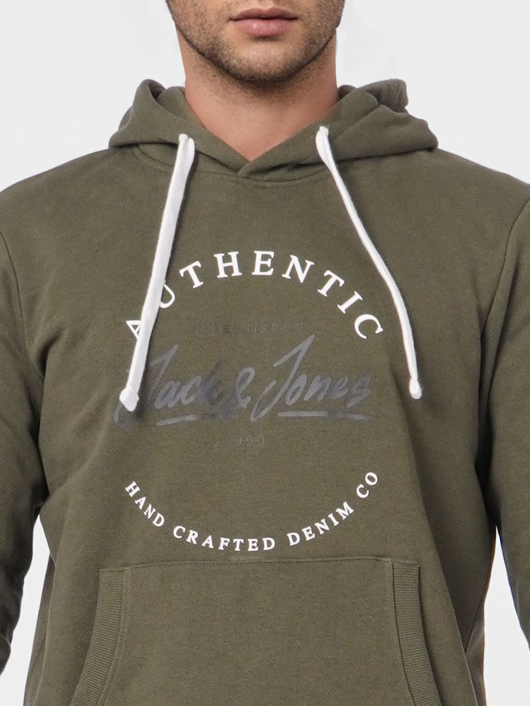 Green Logo Print Hooded Sweatshirt
