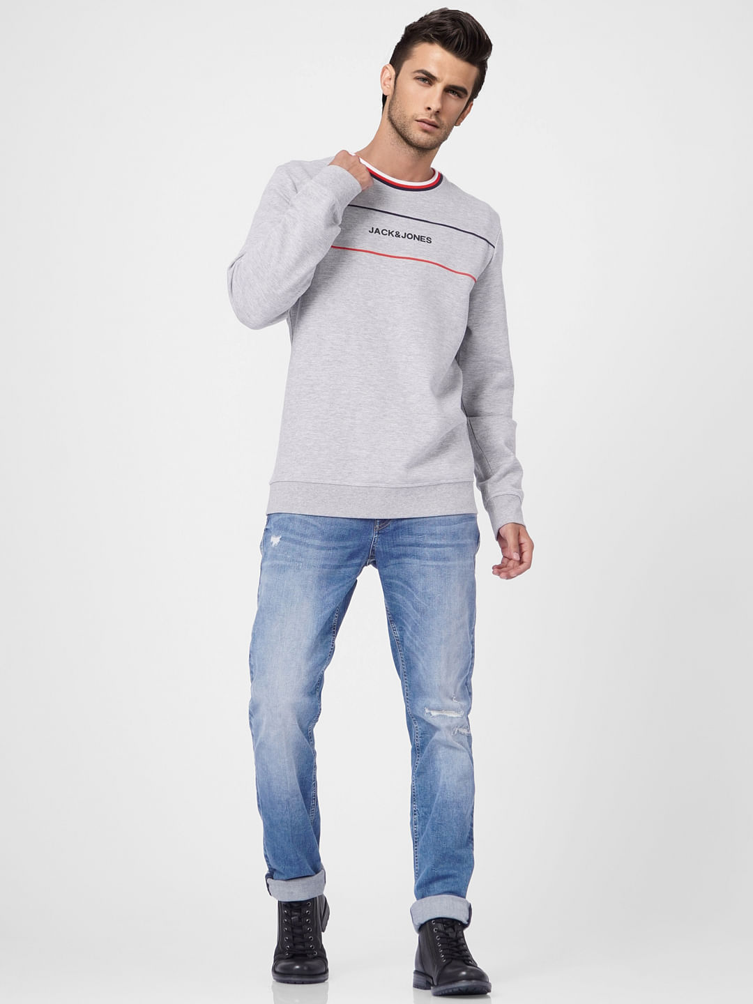 Grey Logo Print Sweatshirt