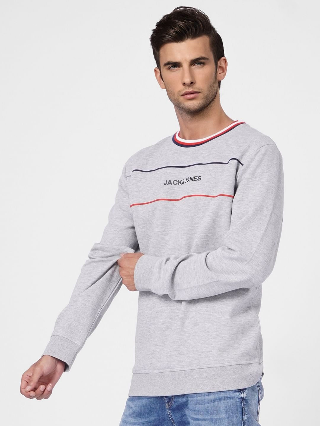 Grey Logo Print Sweatshirt