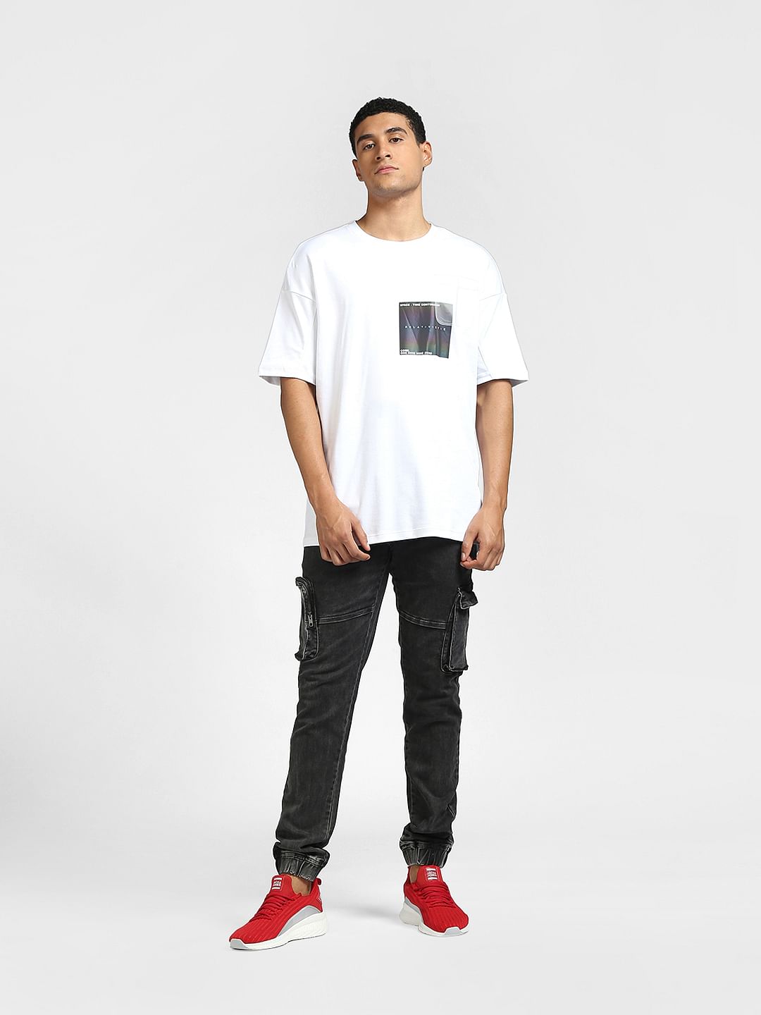 White Graphic Print Crew Neck T-shirt