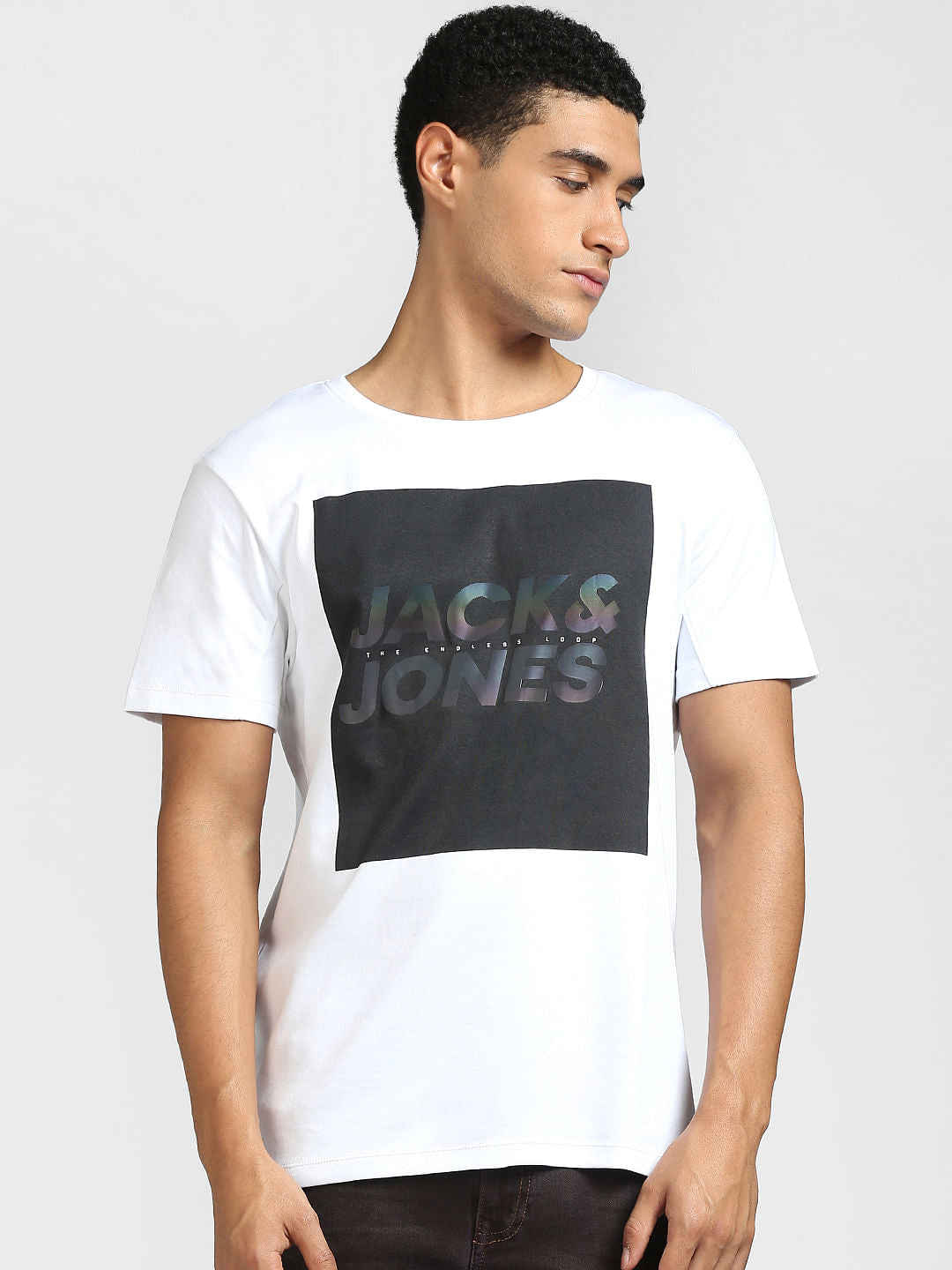 White Graphic Print Crew Neck T-shirt