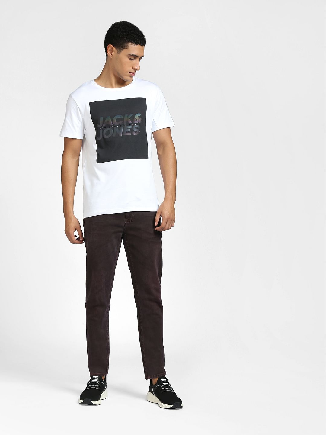 White Graphic Print Crew Neck T-shirt