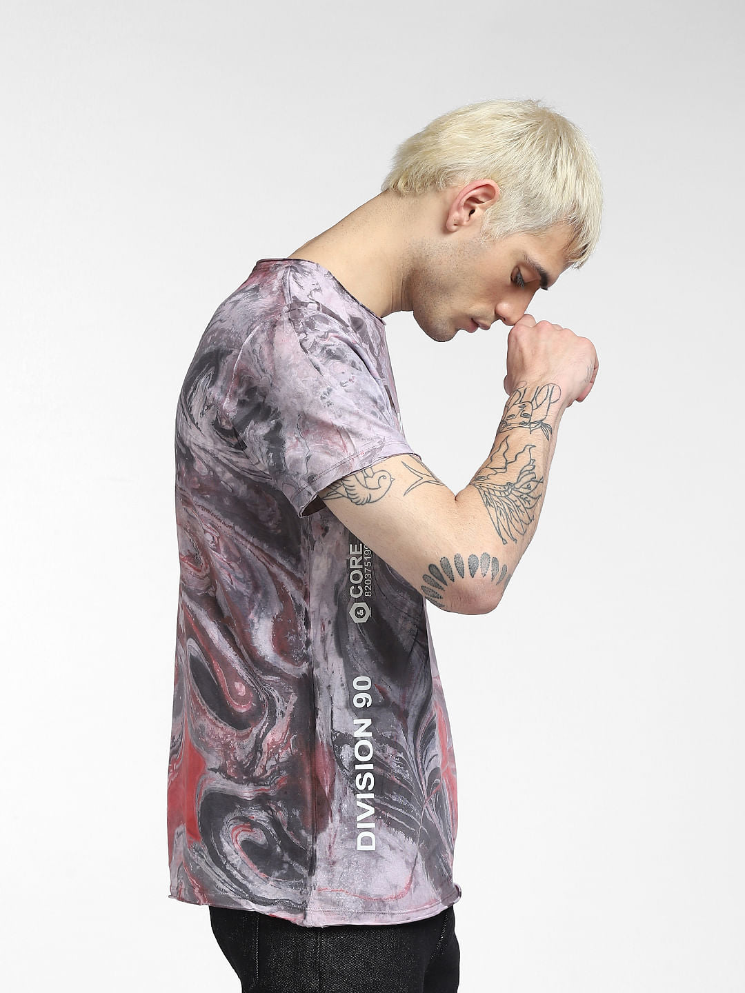 Grey Printed Crew Neck T-shirt