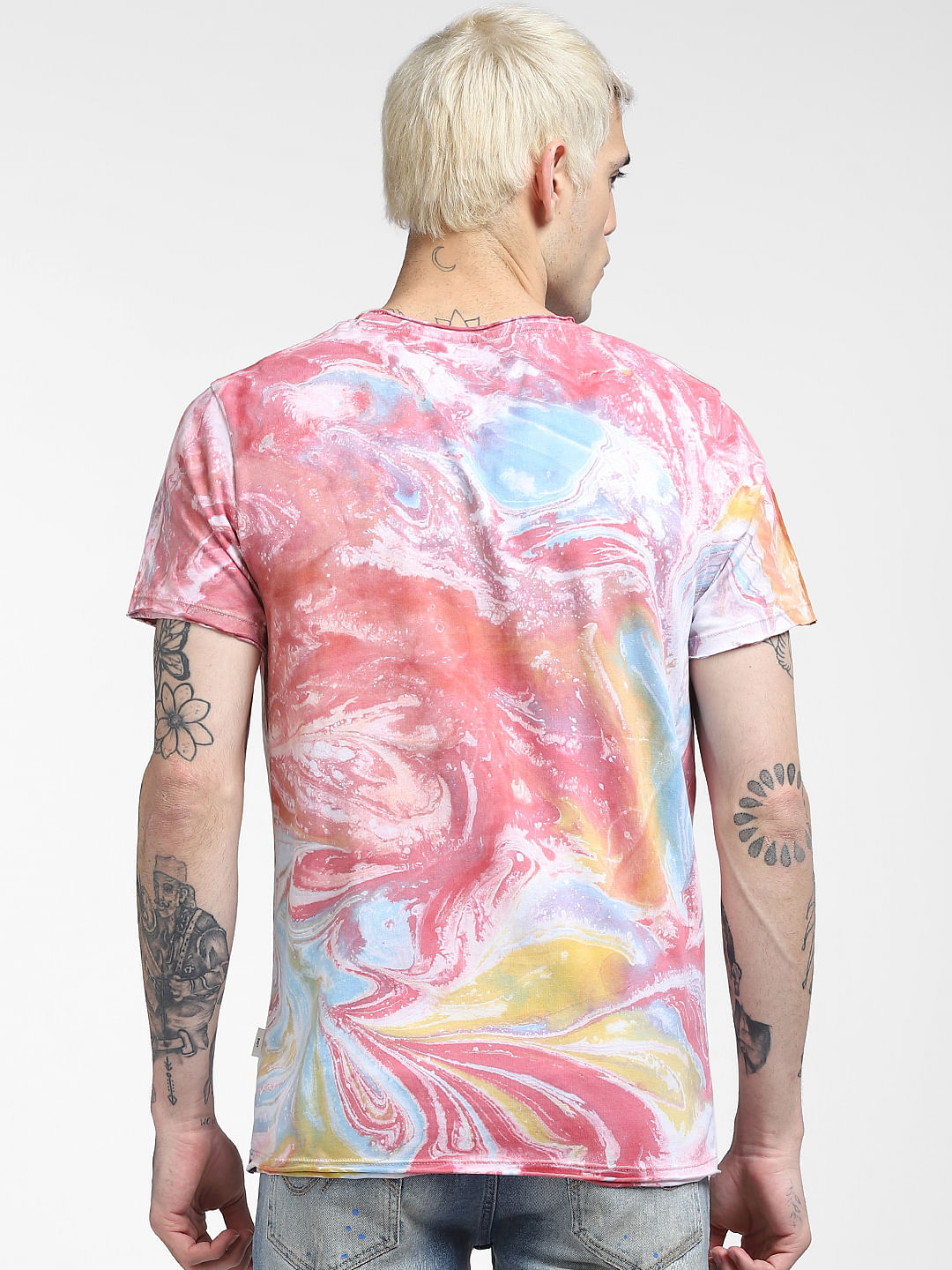 Pink Printed Crew Neck T-shirt