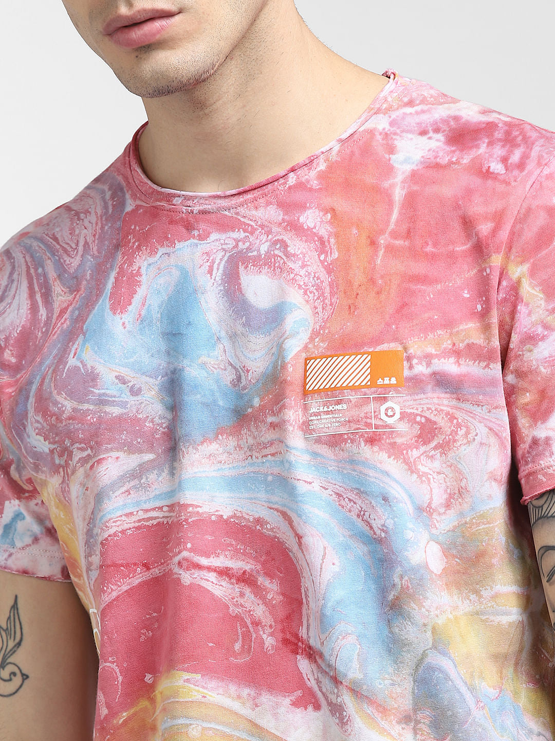 Pink Printed Crew Neck T-shirt