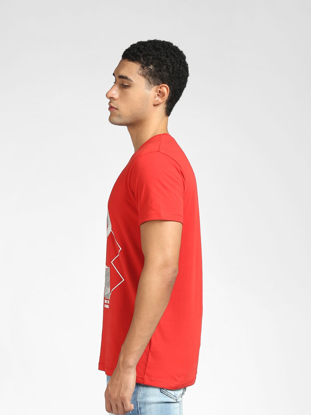 Red Graphic Print Crew Neck T-shirt