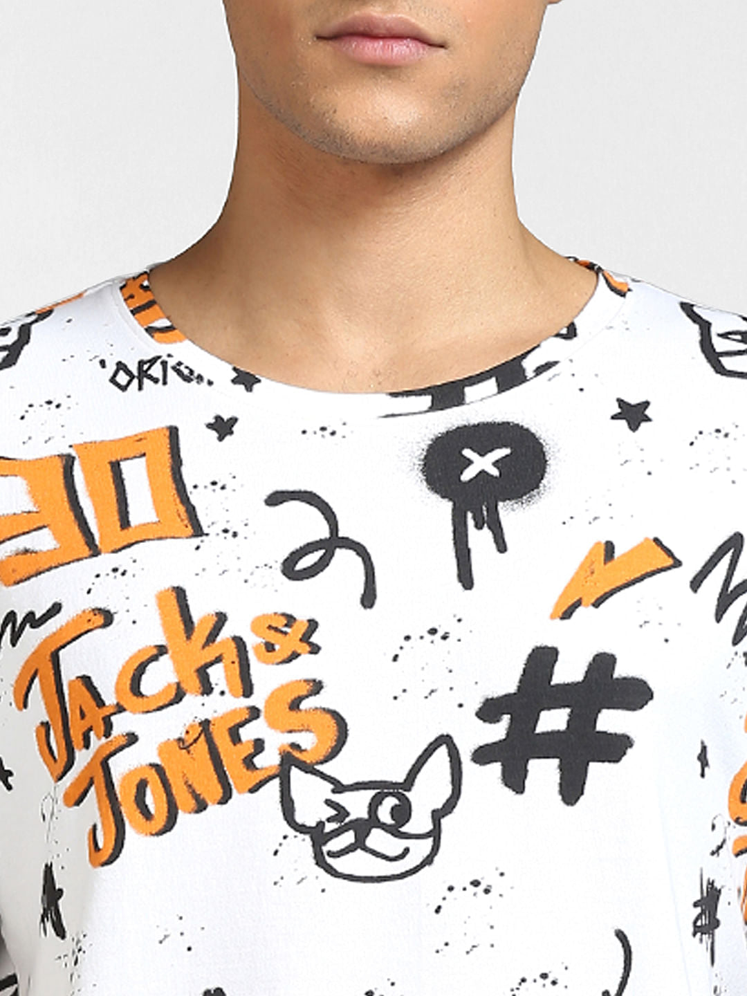 White Graphic Print Crew Neck T-shirt