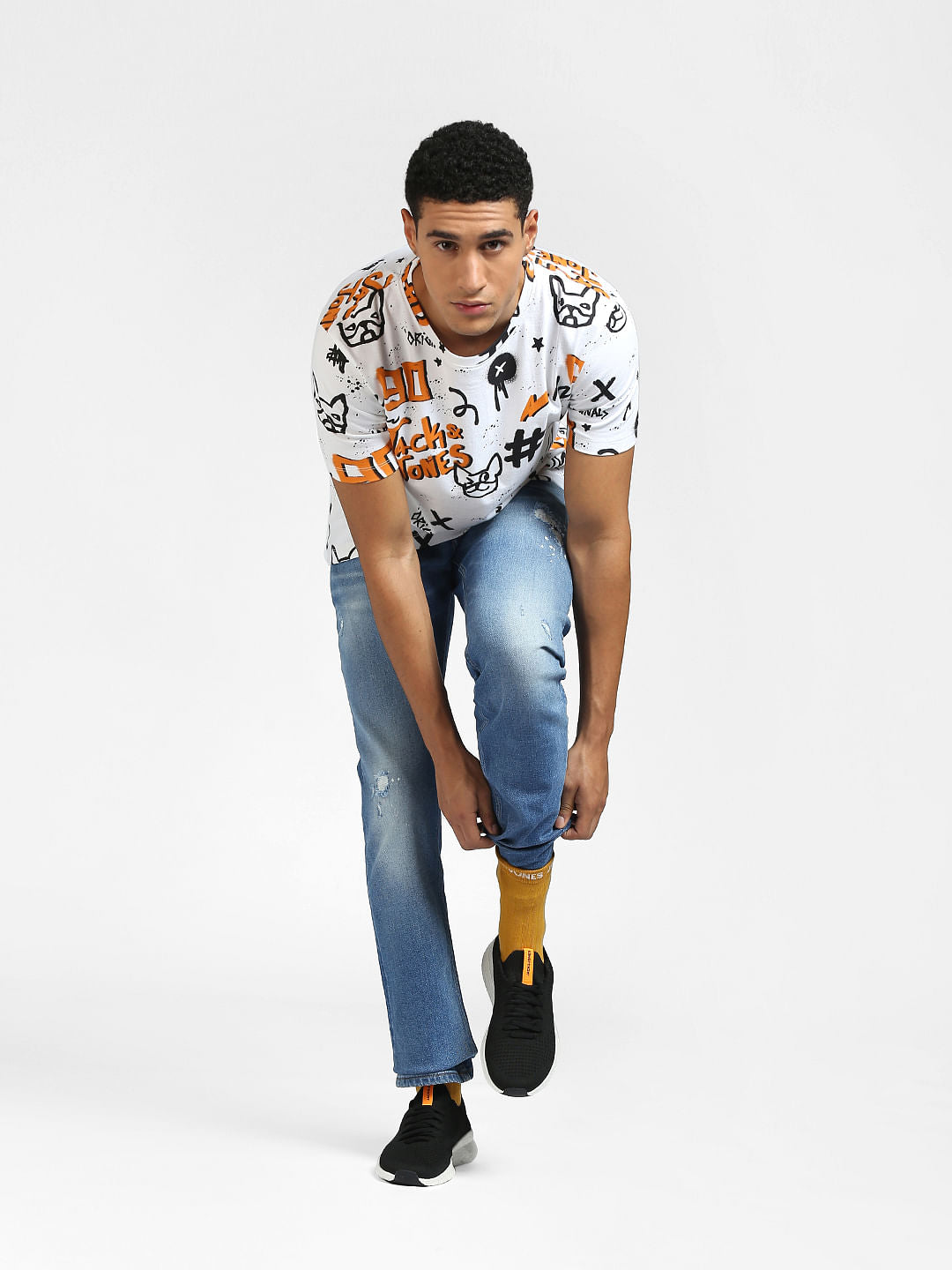 White Graphic Print Crew Neck T-shirt