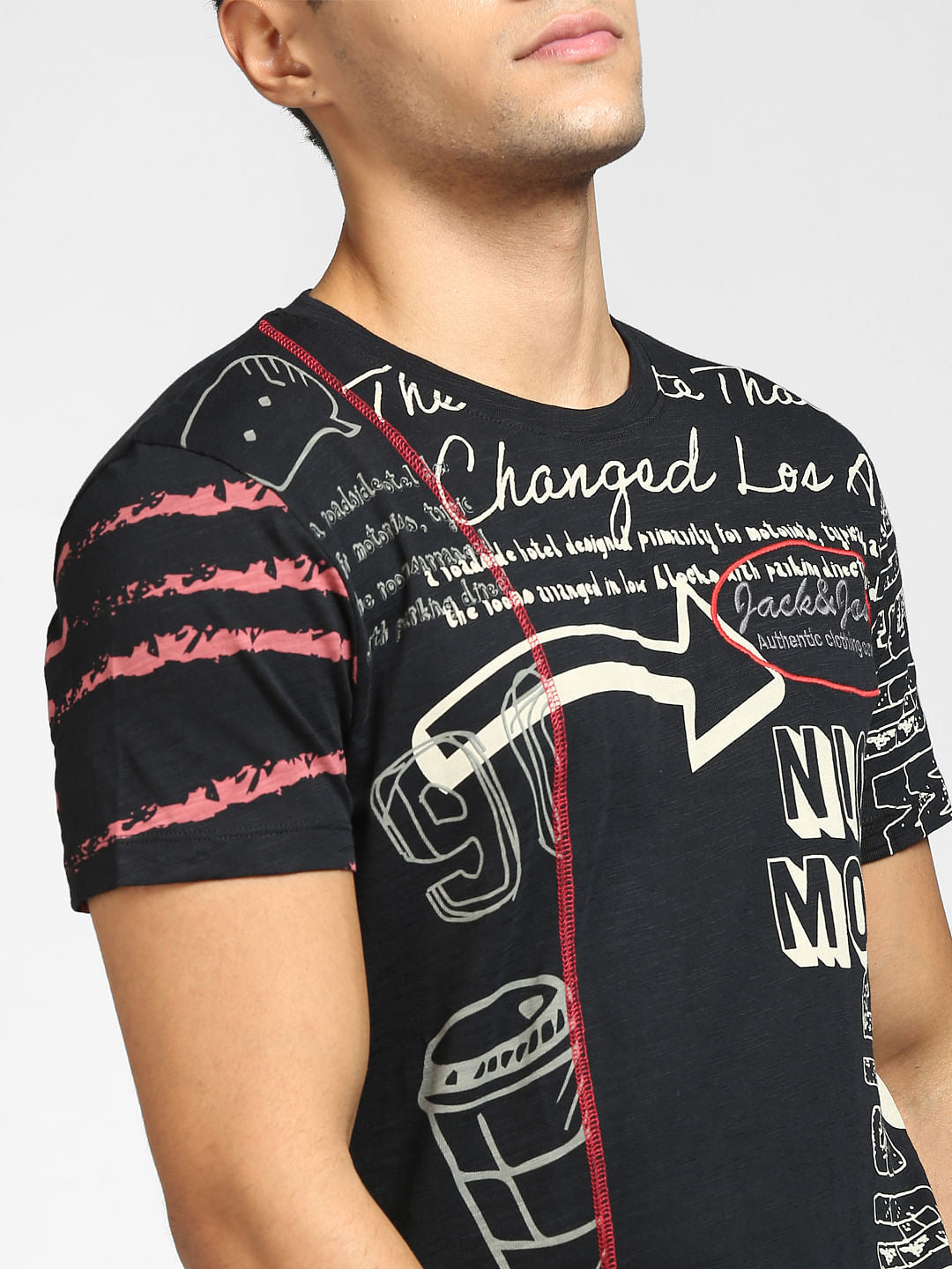 Black Graphic Print Crew Neck T-shirt