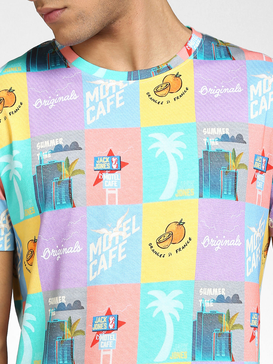 Multi-coloured Graphic Print Crew Neck T-shirt