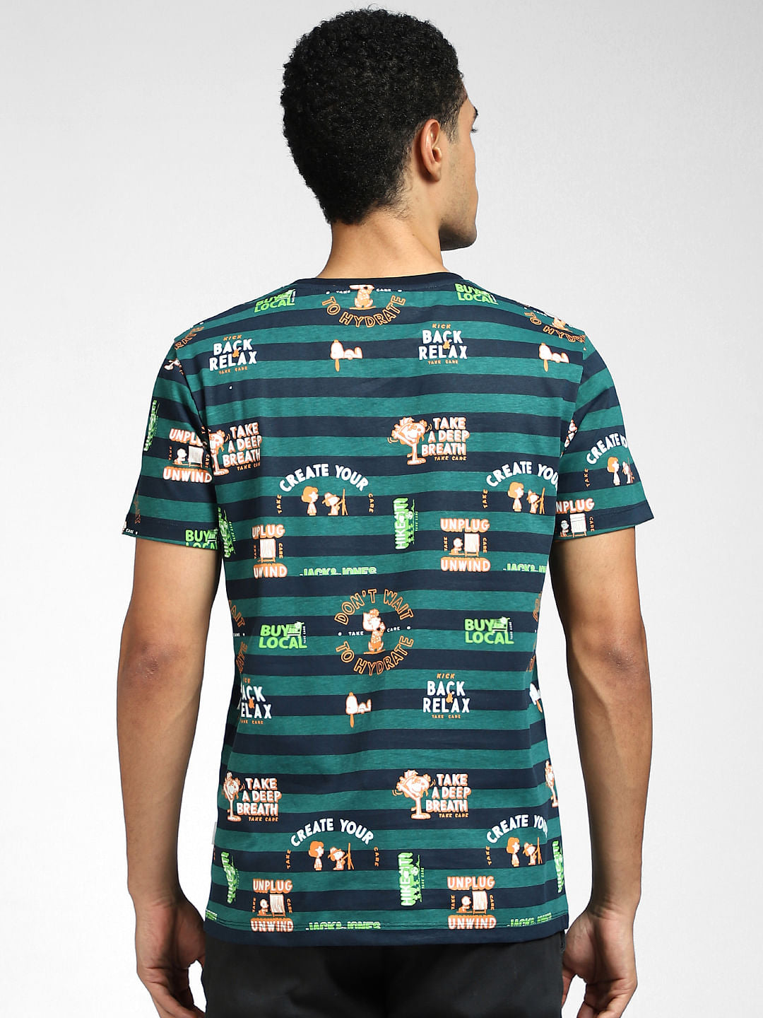 Green Striped Crew Neck T-shirt